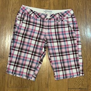 Aeropostale Vintage y2k Pink & Blue Plaid Picnic Bermuda Shorts Sz 5/6